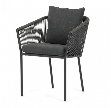 Zahradní židle, hliník, látka, šedá, AZC-C1179 GREY