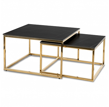 Sada keramických stolků TENOR Černý mramor/ Zlatý