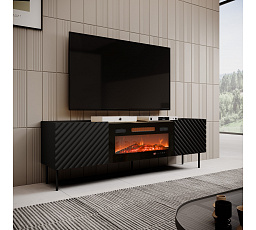TV komoda ONDA EF s elektrickým krbem, černá / dub artisan