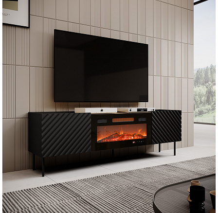 TV komoda ONDA EF s elektrickým krbem, černá / dub artisan TV komoda ONDA EF s elektrickým krbem, černá / dub artisan
