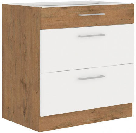 Kuchyňská dolní skříňka VEGA 80D3S, Dub lancelot/Bílý lesk Kuchyňská dolní skříňka VEGA 80D3S, Dub lancelot/Bílý lesk