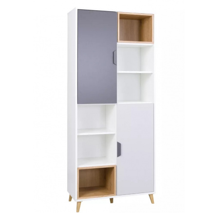 Šatní skříň POKER R3, Bílá/Grafit/Dub lefkas/Šedá Šatní skříň POKER R3, Bílá/Grafit/Dub lefkas/Šedá