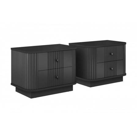 2 x VESPER NOČNÍ STOLEK 56 2SZ - černý MDF / černý MDF / černé úchyty / sokl