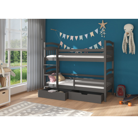 Dvoulůžková patrová postel s matracemi ADA 180x80 Grafit Dvoulůžková patrová postel s matracemi ADA 180x80 Grafit