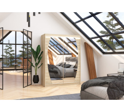 Posuvná skříň se zrcadlem a LED osvětlením ALEN 150 Sonoma+Sonoma