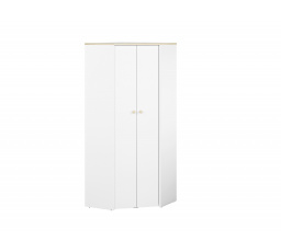 Rohová šatní skříň Elmo 03, Bílá Alpská/Buk Fiord