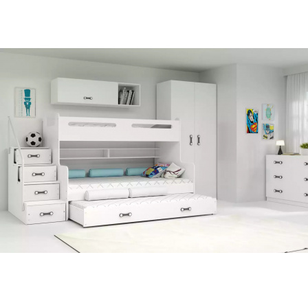 Dětská patrová postel MAX 3 Bílá, 3 místná 120 X 200