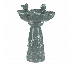 Krmítko/pítko - keramické, květ s ptáčky, stojaté, tm. mentolové