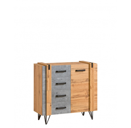 Komoda LOFTER - LO6, Dub Wotan + Beton Millenium Komoda LOFTER - LO6, Dub Wotan + Beton Millenium