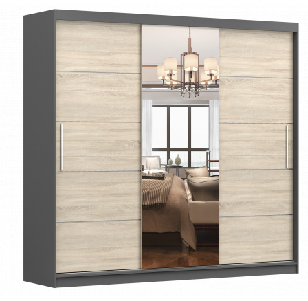 Šatní skříň MULTI 23, Šedá/Dub Sonoma Šatní skříň MULTI 23, Šedá/Dub Sonoma