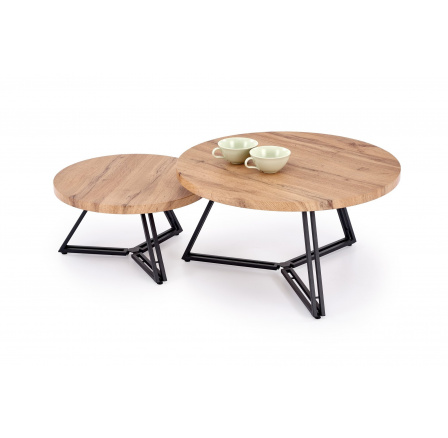 ANGER sada 2 lavic, deska - zlatý dub, nohy - černé (2p=1ks)