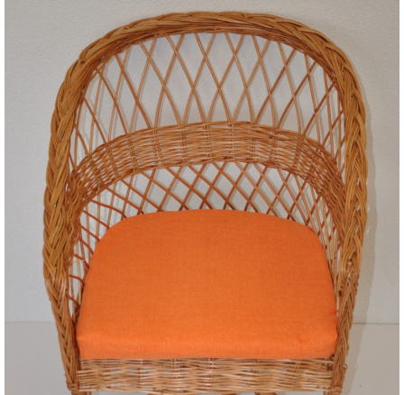 Polstr na křeslo z vrbového proutí - látka oranžový melír Polstr na křeslo z vrbového proutí - látka oranžový melír