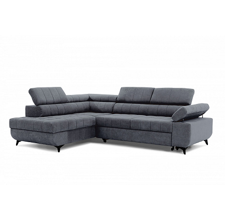 Rohová sedačka Dragonis L s funkcí spaní / Ditra New 15 / černé nohy / levá strana
