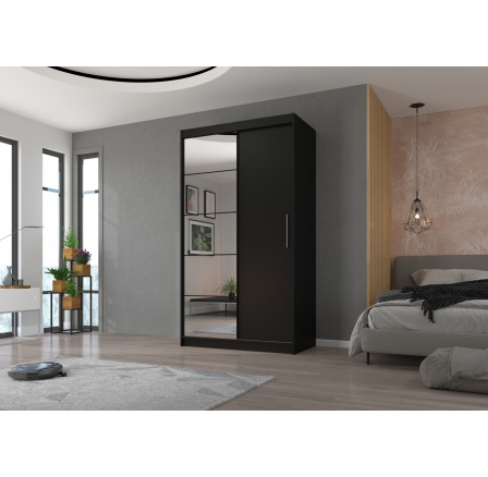 Posuvná skříň se zrcadlem ESTI 120 Černá+Černá