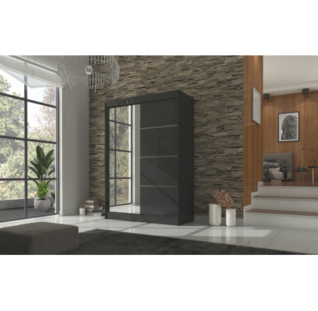 Posuvná skříň se zrcadlem GILTON 150 Černá+Černá