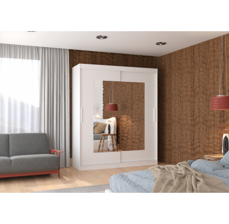 Posuvná skříň se zrcadlem ROSETTE 180 Bílá+Bílá