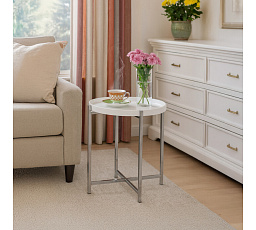 Odkládací stolek 50x50x50cm, dřevo, bílá, 80135-12 WT