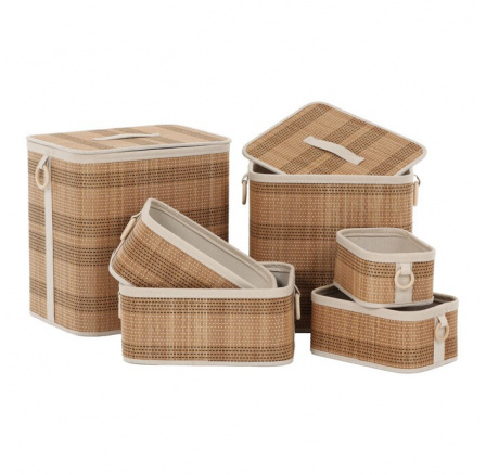 Koš regálový a prádelní - bambus, přírodní, cena za sadu 6 ks