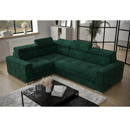 Rohová sedací souprava s funkcí spaní MARGO II 270X197 - zelená , levá