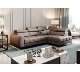 Rohová sedací souprava PORTO MINI přírodní kůže 170x255 cm - pravá, Mléčná kůže čokoláda