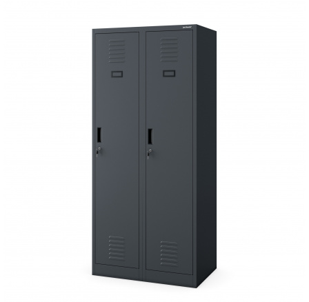 Kovová uzamykatelná šatní skříňka čtyřkomorová KACPER, 800 x 1800 x 500 mm, antracitová
