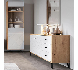Komoda BACARDI 183 cm Dub Artisan/Bílá