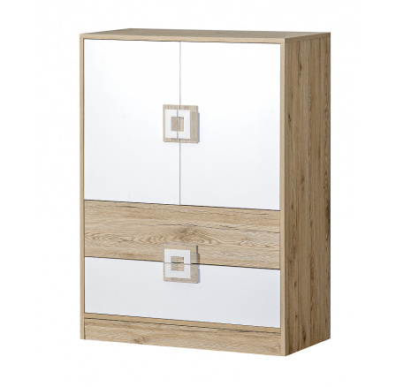 Komoda NICO 09, Světlý Dub/Bílá/Světlý Dub