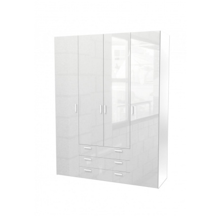 Šatní skříň SID 4d3s, Bílá/Bílý lesk Šatní skříň SID 4d3s, Bílá/Bílý lesk