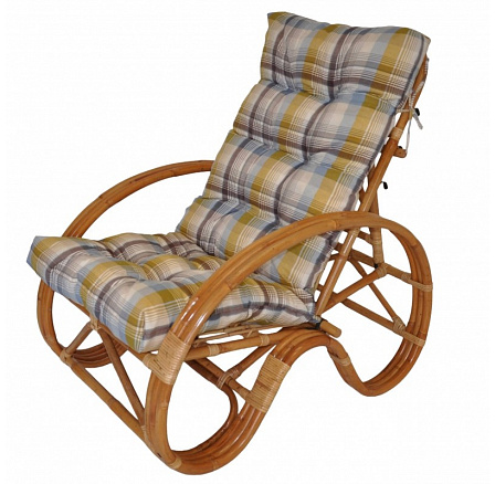 Ratanové křeslo polohovací ratan semambo polstr UNIKO žlutá kostka