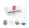 Dětská postel KUBUS 90x200 cm se šuplíkem, bez matrace, Bílá/Bílá
