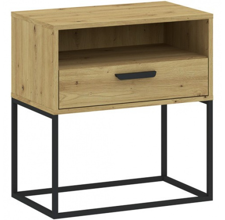 Noční stolek 1S 60 NR4, Dub Artisan/Černá