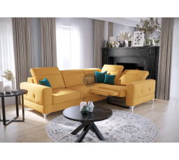 Rohová sedací souprava MALIBU , relax s funkcí spaní 185x250 cm - žlutá , pravá