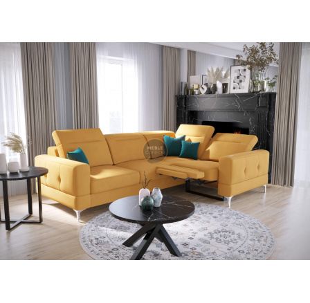 Rohová sedací souprava MALIBU , relax s funkcí spaní 185x250 cm - žlutá , pravá