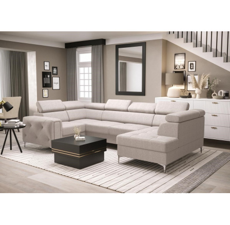 Rohová sedací souprava ORION MAX II s funkcí spaní 165x350x185 cm - béžová, levá
