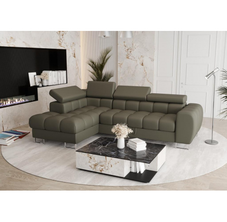 Rohová sedací souprava ASPEN MINI přírodní kůže 260x170 cm - levá, Olivová kůže