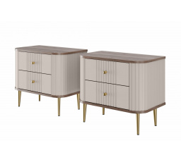 Sada nočních stolků Vesper, kašmír / ořech / zlaté nohy