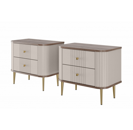 Sada nočních stolků Vesper, kašmír / ořech / zlaté nohy