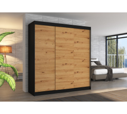 Šatní skříň posuvná MEGAN 200 Černá+Artisan