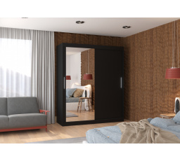 Posuvná skříň se zrcadlem TOM 180 Černá+Černá