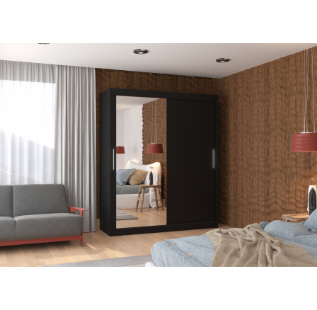 Posuvná skříň se zrcadlem TOM 180 Černá+Černá