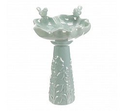 Krmítko/pítko - keramické, květ s ptáčky, stojaté, mentolové