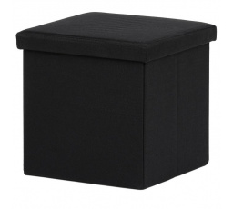 Taburet s úložným prostorem, černá, látka, TAB-461 BK2