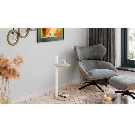 Pomocný stolek Claro kulatý průměr 30 cm - různé barvy na výběr - Dub Sonoma, Bílý Mat