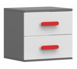 Noční stolek SMYK II - 22, Šedá/Bílá/Červená