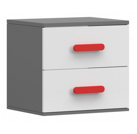 Noční stolek SMYK II - 22, Šedá/Bílá/Červená