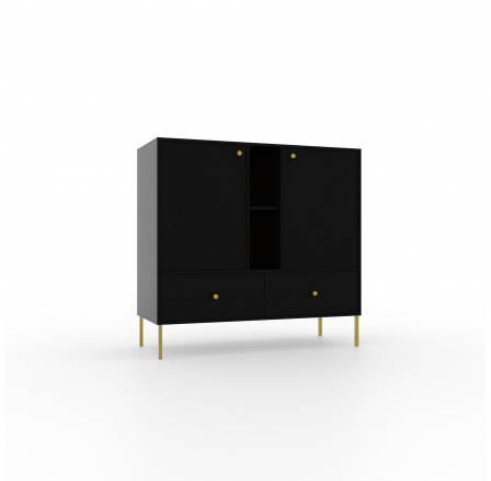 Komoda 2D 2S 2P Tili Černá+Černá