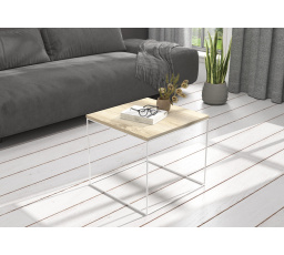 Konferenční stolek ELENA 50x50 Bílý+Sonoma