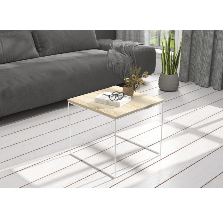 Konferenční stolek ELENA 50x50 Bílý+Sonoma