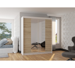 Posuvná skříň se zrcadlem BALANCE 180 Bílá+Sonoma