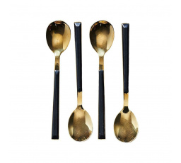 Sada 4 dezertních lžiček Charlotte zlaté/černé